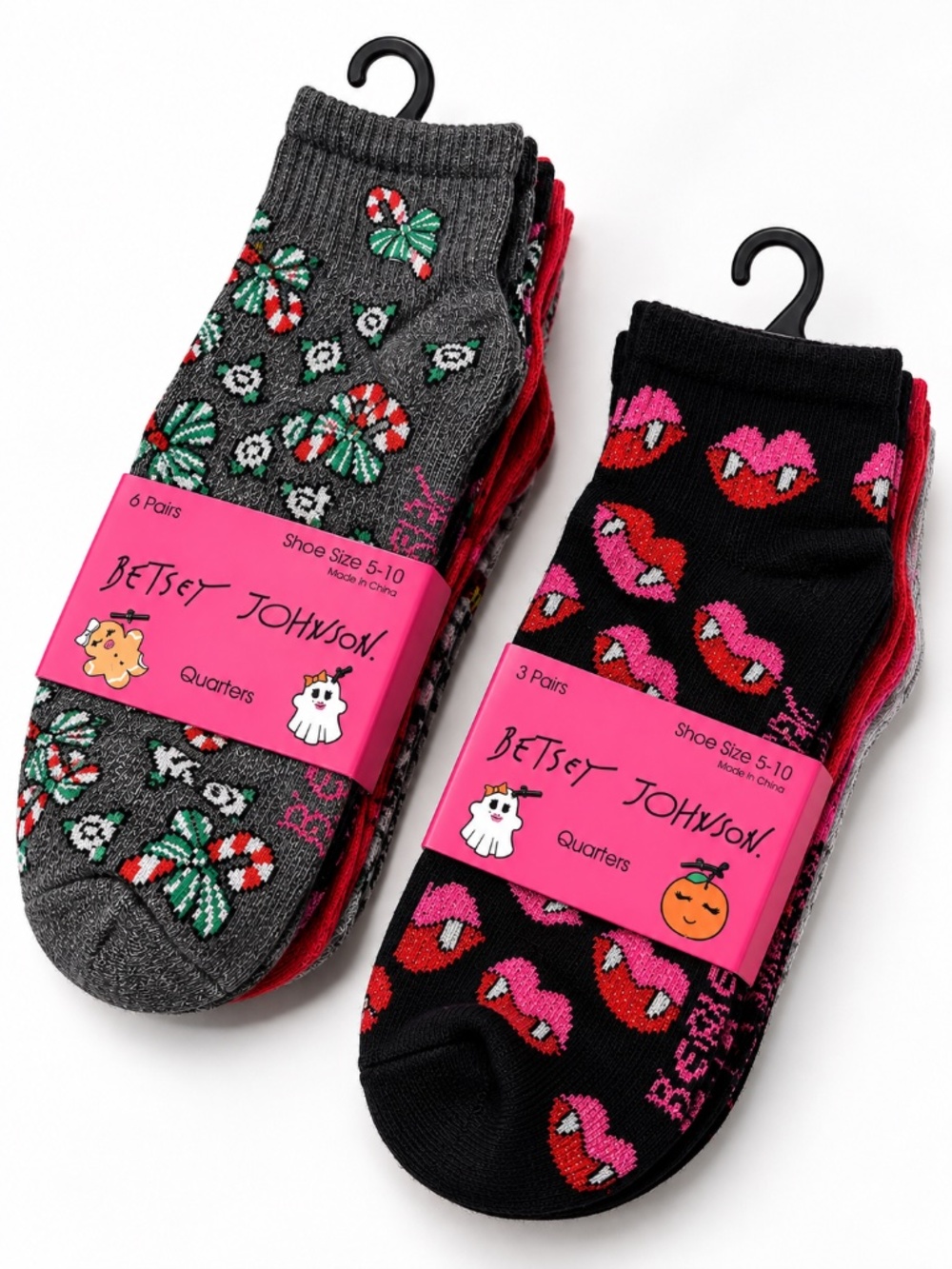 Betsey Johnson 9 Pair Quarter Socks Halloween Christmas Womens 5-10 NWT